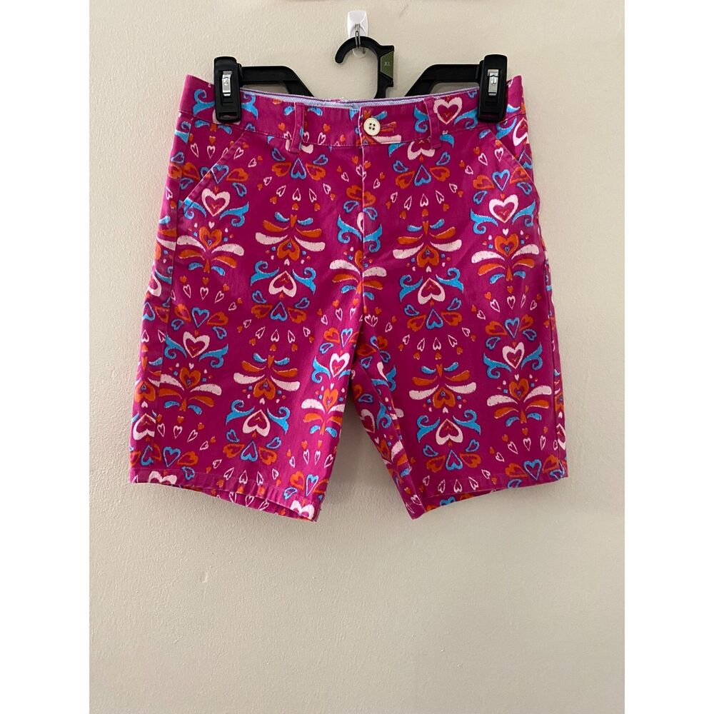 Crown & Ivy Kids Girls Size 14 Magenta Pink Orange Medallion Chino Shorts